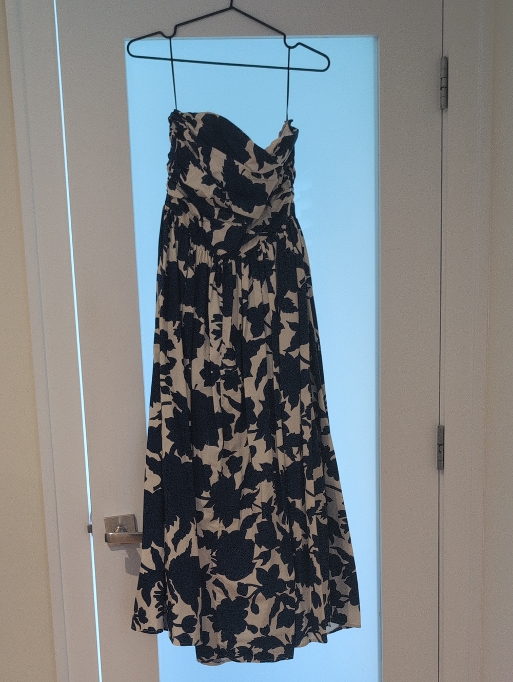H&M Strapless Black and White Floral Midi Dress
